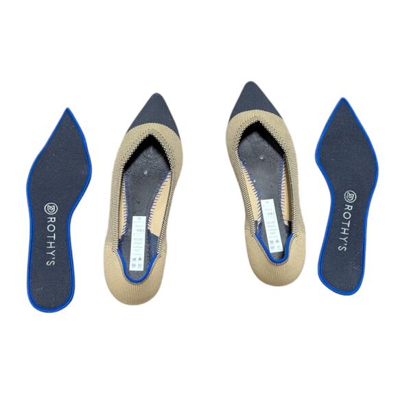 ROTHYS The Point Dune Captoe Flats Retired Womens 8.5 Cap Toe Stretch Shoes Tan - Picture 4 of 7